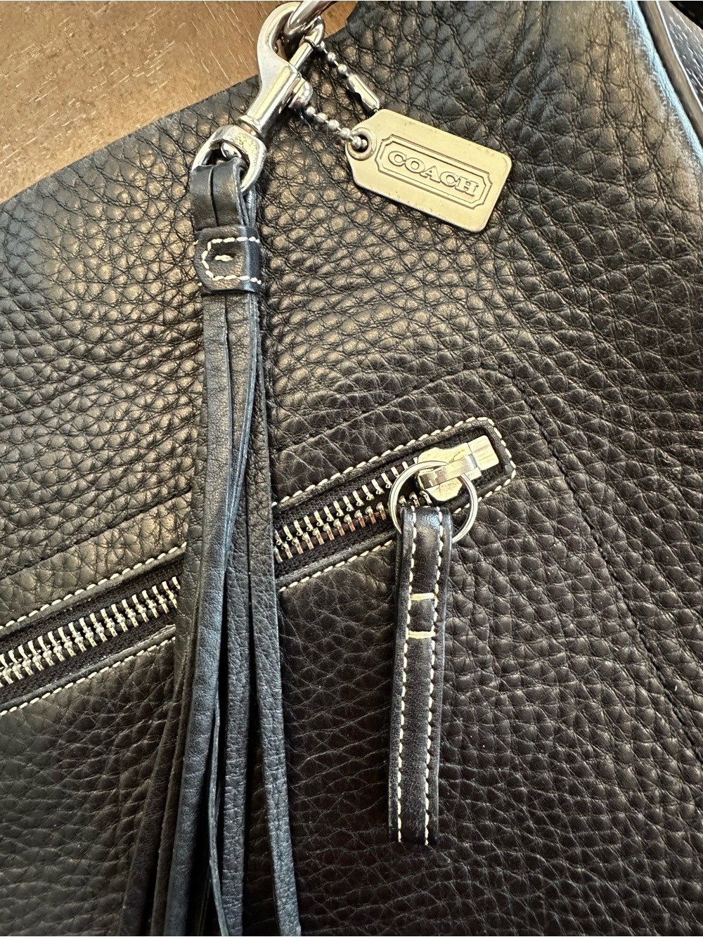 Coach Black Pebbled Leather Hobo Shoulder Bag - Picture 4 of 15